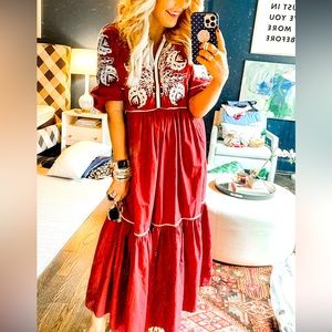 Anthropologie Gretel embroidered maxi dress